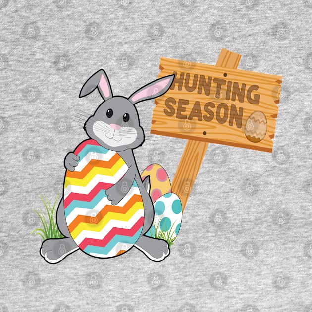 Egg Hunting Season Easter Rabbit With Sign by Finji